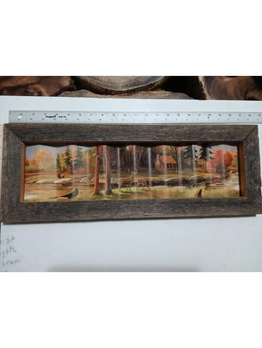 Rustic Cabin and Deer Scenic Wall Art with Corrugated Metal Backing
